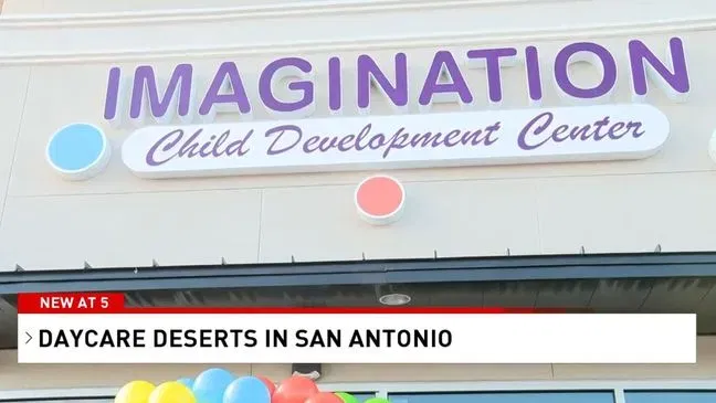 A news clip that says "daycare deserts in San Antonio"